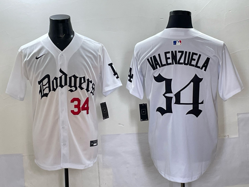 Men Los Angeles Dodgers  #34 Valenzuela white Nike 2025 MLB jersey 056->los angeles dodgers->MLB Jersey